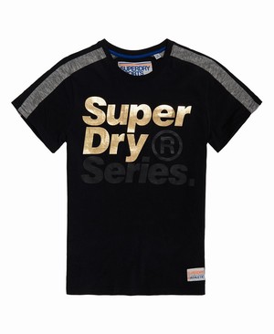 Superdry Series Férfi Pólók Fekete | BRKHD8379